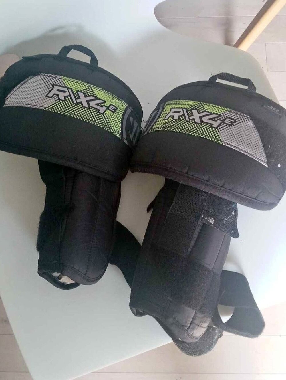 Black and Green Protective Shin Goalie Guards